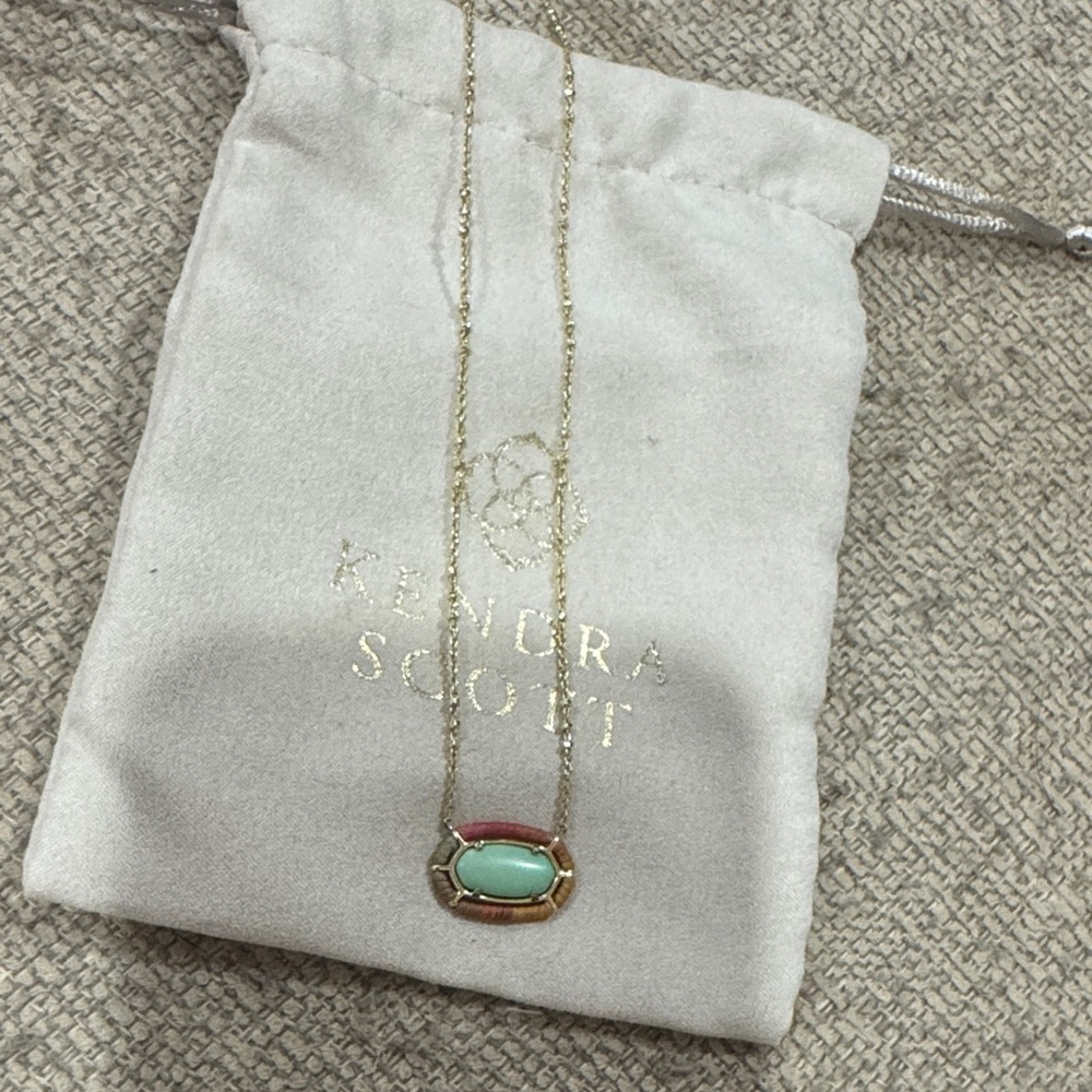 Kendra Scott Gold Necklace with Mint Stone